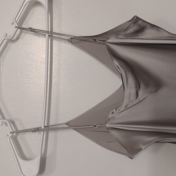 NEW NWOT Nili Lotan 100% Silk Short Cami Dress Pale Silver Silk Size Medium - Picture 10 of 16